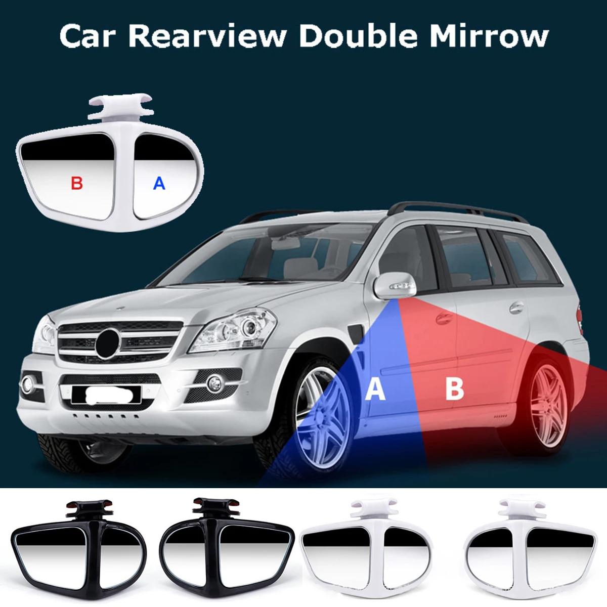 

2 Pcs 360 Degree Rotatable 2 Side Car Blind Spot Convex Mirror Rearview Mirror Auxiliary Mirror Automobile Exterior Rear View