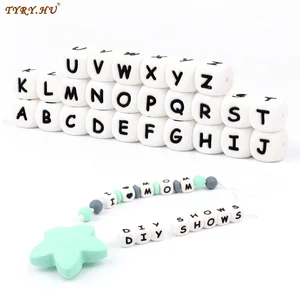 TYRY.HU 10 шт. Английский алфавит силиконовые бусины буква DIY Детские бусины для прорезывания зубов Прорезыватель игрушка ожерелье пищевые силиконовые бусины 12 мм