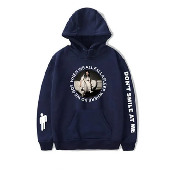 Billie Eilish Толстовка Мужская Черная Толстовка пара Billie Eilish Толстовка простая сохраняющая тепло Женская толстовка одежда