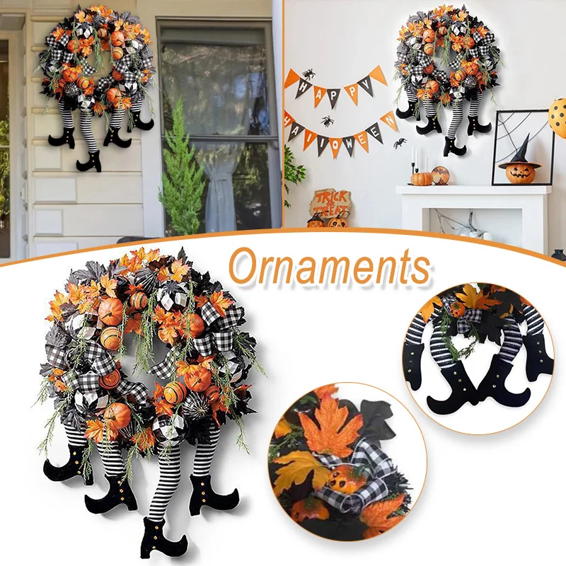 

Halloween Wreath Artificial Garland Hanging Pendants Ornaments for Home Front Door Halloween Party Decor ALS88