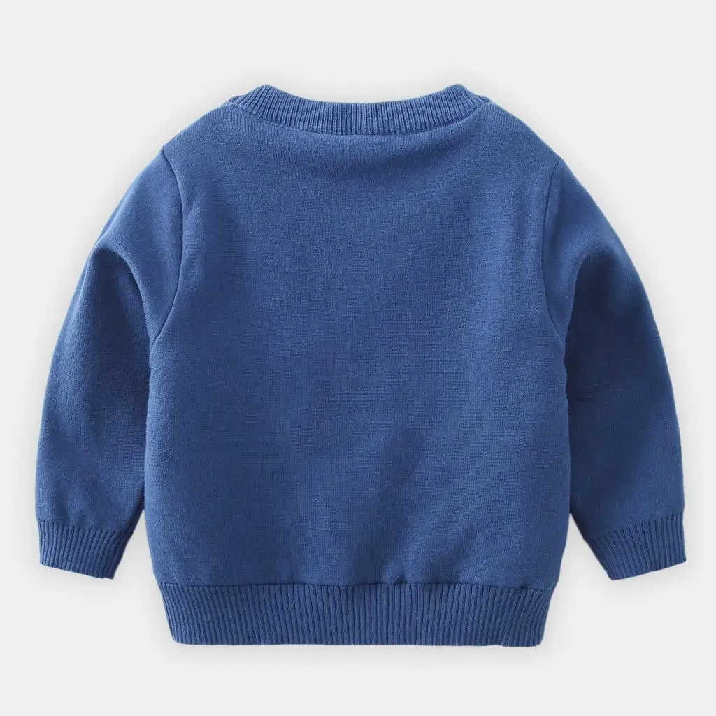 Бархатная куртка для мальчиков Детский свитер с круглым вырезом и милый