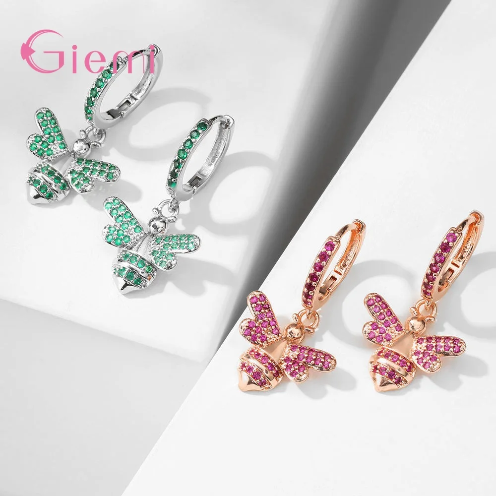 Женские серьги-капельки в виде пчелы из стерлингового серебра 925 пробы с