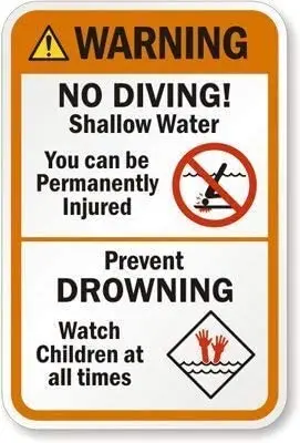 

No Diving Prevent Drowning Sign,Personalised Door Hanger Teenager Novelty Metal Sign for Home Decor Tin Sign