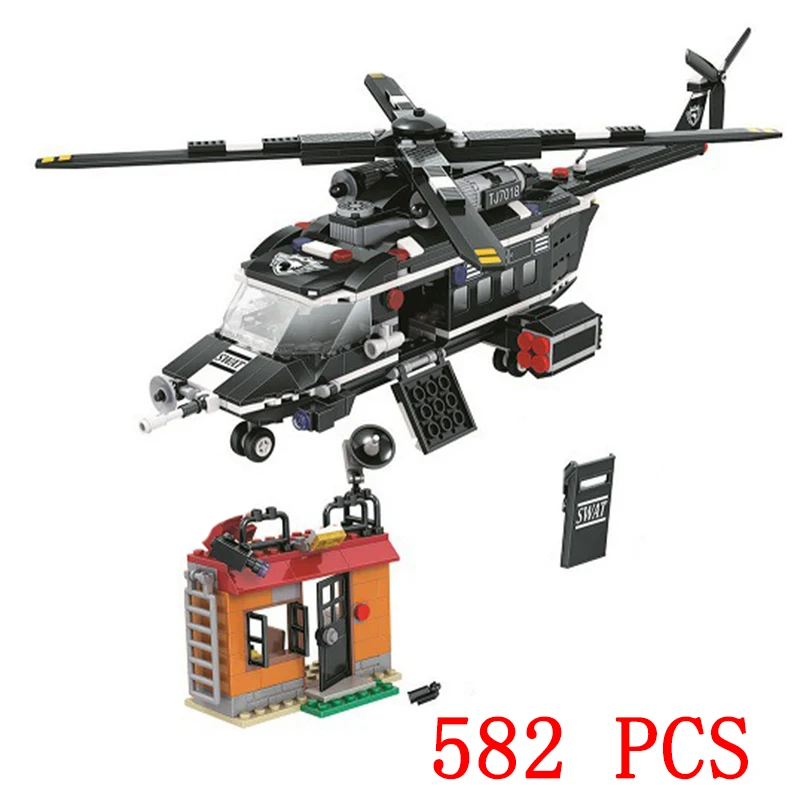 Набор вертолетов модель военного самолета городской полиции строительные блоки