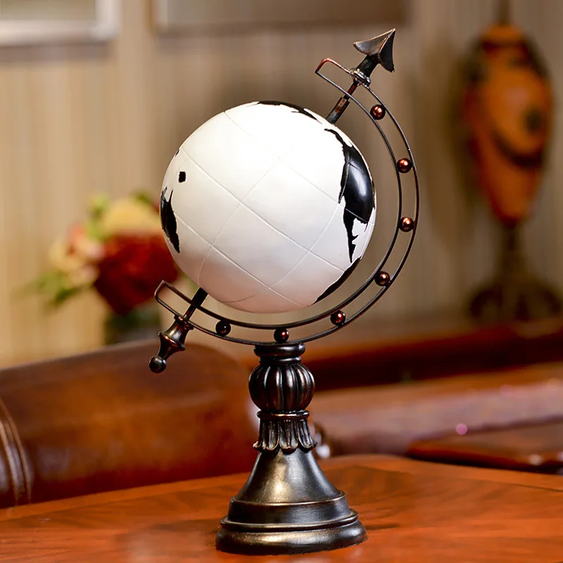 

[New] 41cm Creative Manual Crafts Globe figure statue Resin tellurion model ornaments Home room decoration gift High quality
