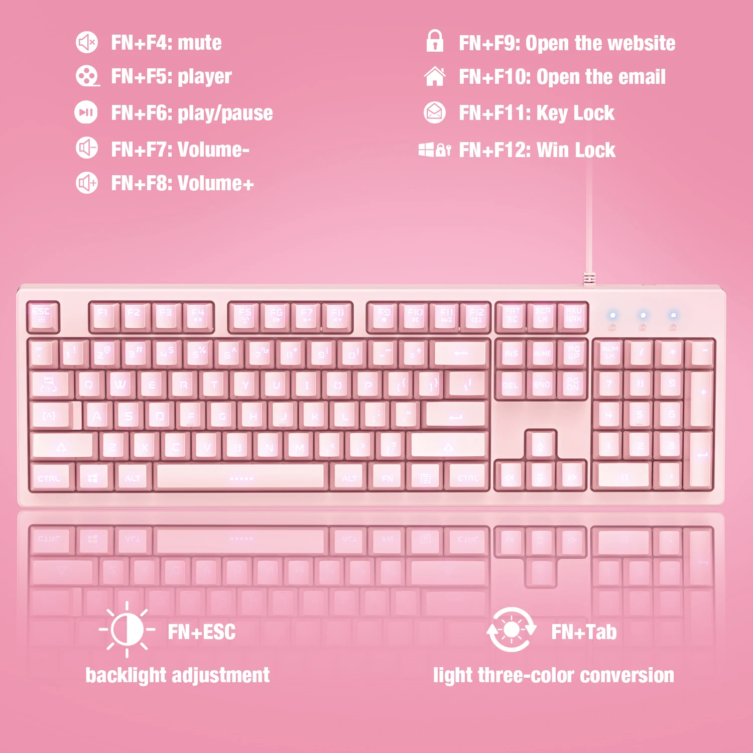 G25 игровая клавиатура + RGB мышь с подсветкой USB Проводная для розовое шерстяное