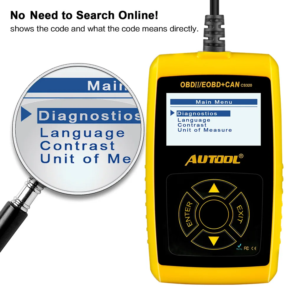 Автомобильный сканер AUTOOL CS320 OBD2 считыватель кодов OBD 2 II диагностический