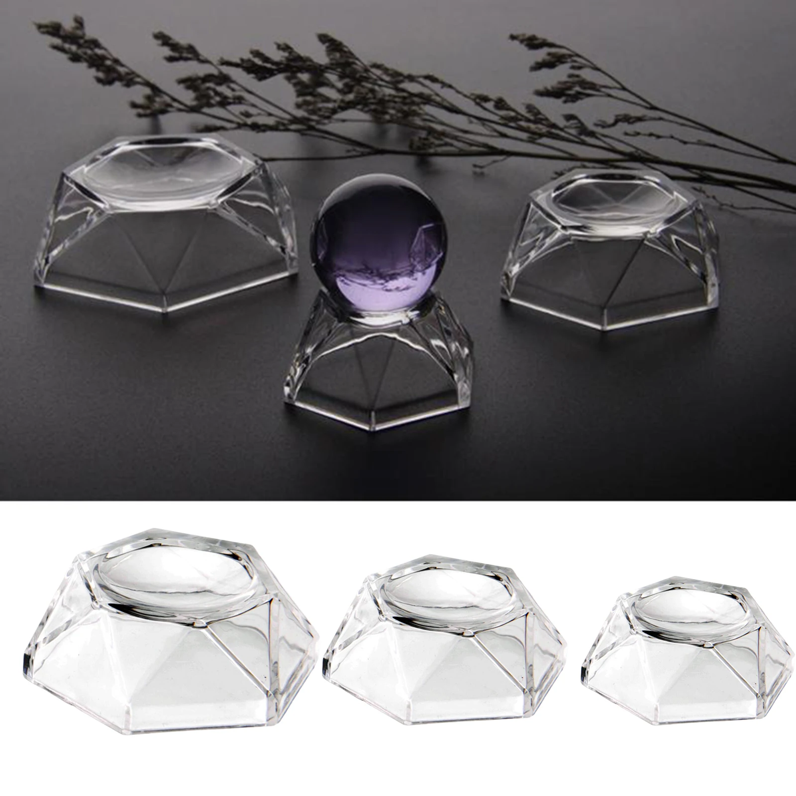 

Acrylic Display Stand Holder Base Crystal Ball Marbles Sphere Eggs Pedestal