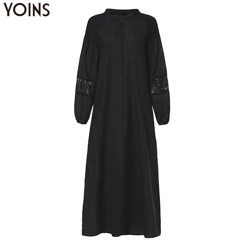 YOINS 2020 Летнее Длинное Платье рубашка женское богемное пляжное кружевное платье с