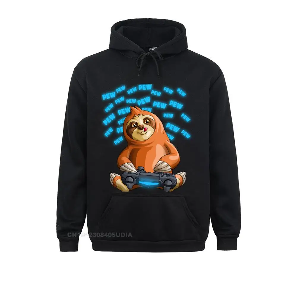 Pew Gamer Sloth Funny PewPewPew Video Gaming Sloth Gift Pullover Hoodie Men Hoodies Party Labor Day Sweatshirts Company Hoods