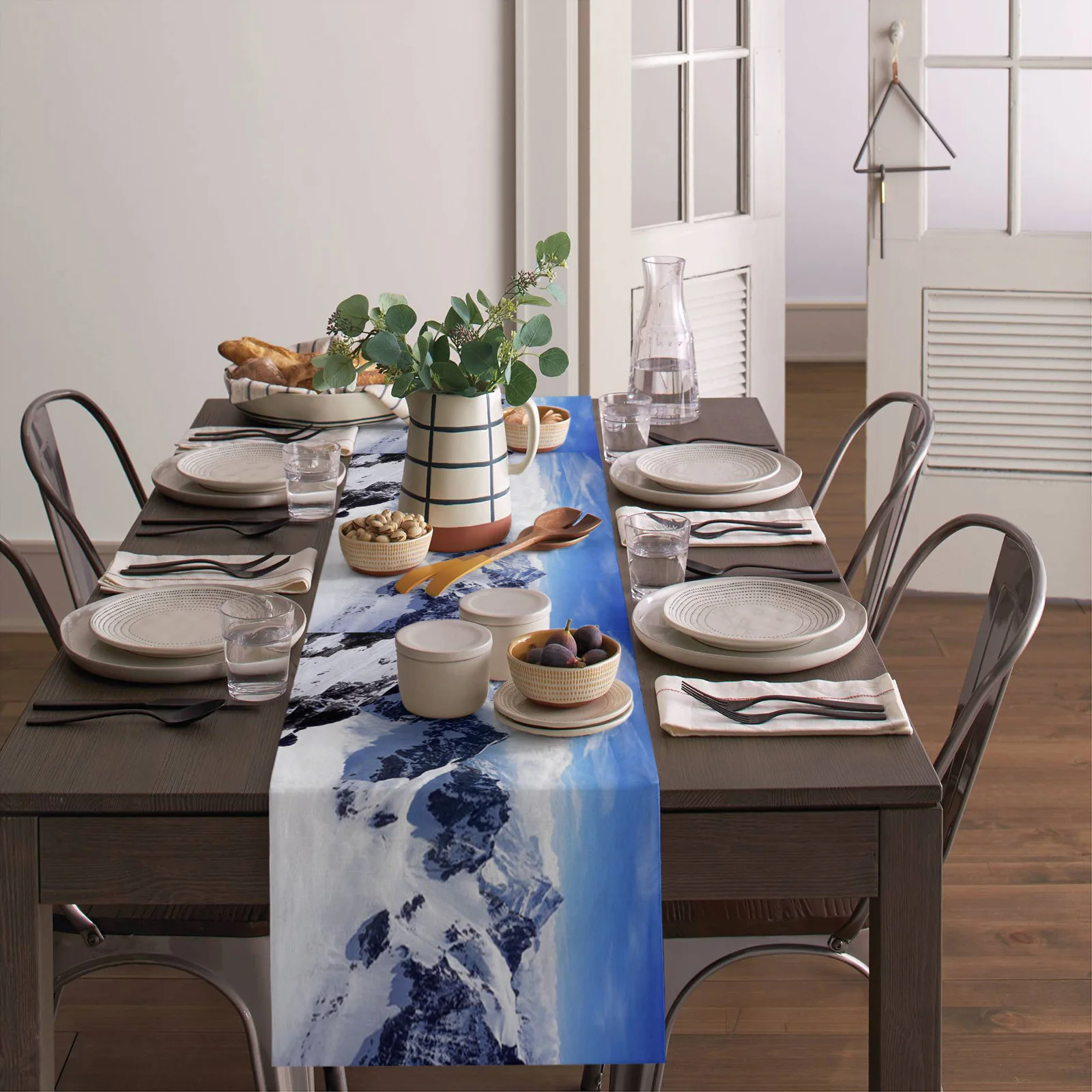 Snow Mountain Landscape Table Runner Wedding Decor Flag Christmas Decorations for Home Cloth | Дом и сад