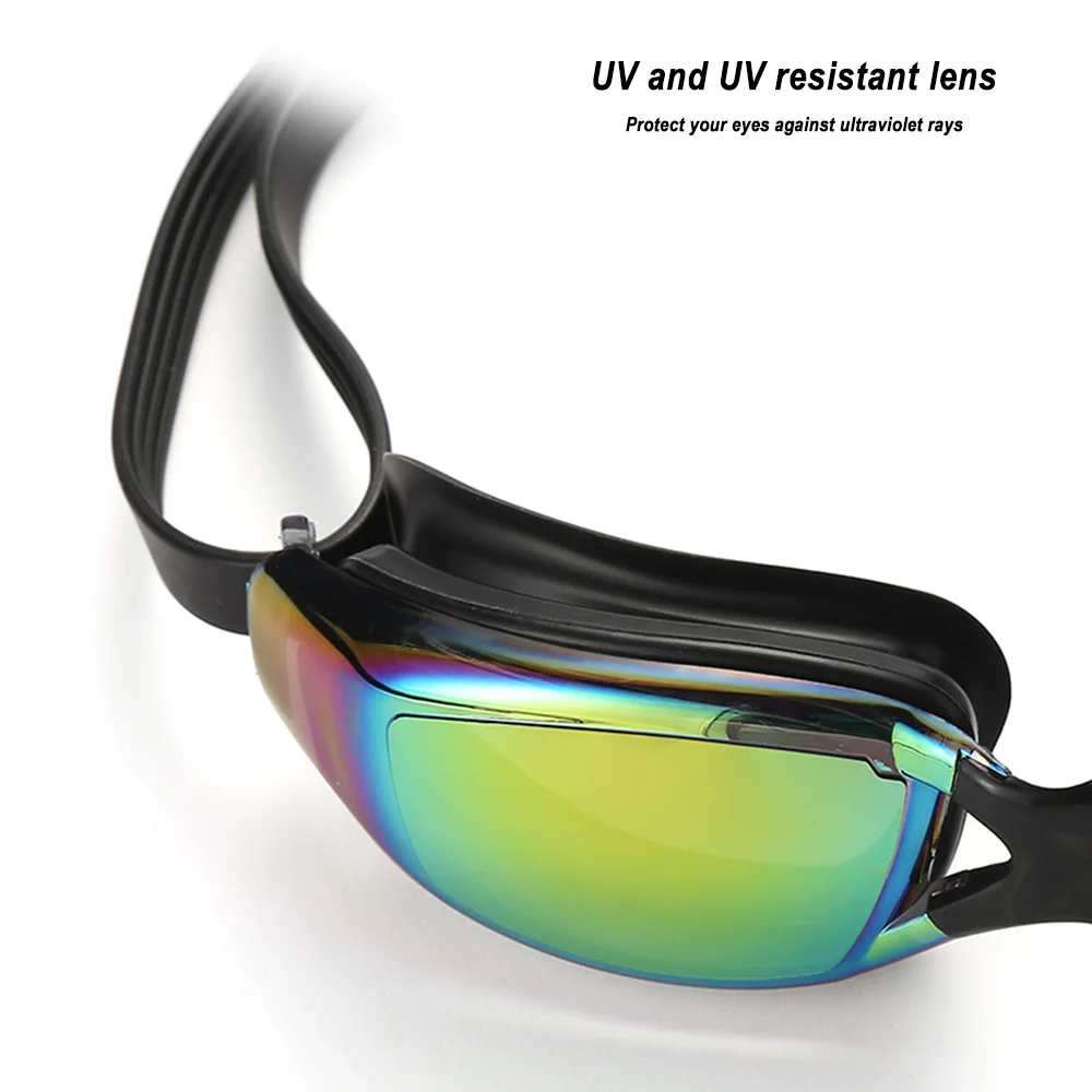 

Swimming Goggles Swimming Glasses Nose Clip Electroplate Waterproof Anti Fog No Leaking Swim Goggles for Adults Diving equipment