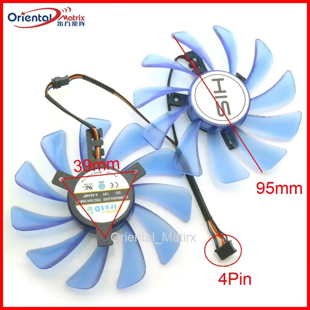 FDC10U12S9-C 12V 0.35A 4-проводной 4-контактный охлаждающий вентилятор для видеокарты HIS RX470