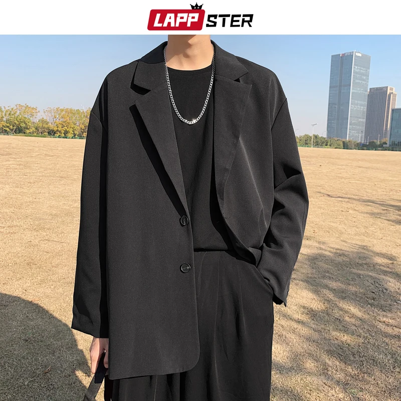 Мужской однобортный пиджак LAPPSTER бежевый Повседневный на пуговицах корейский