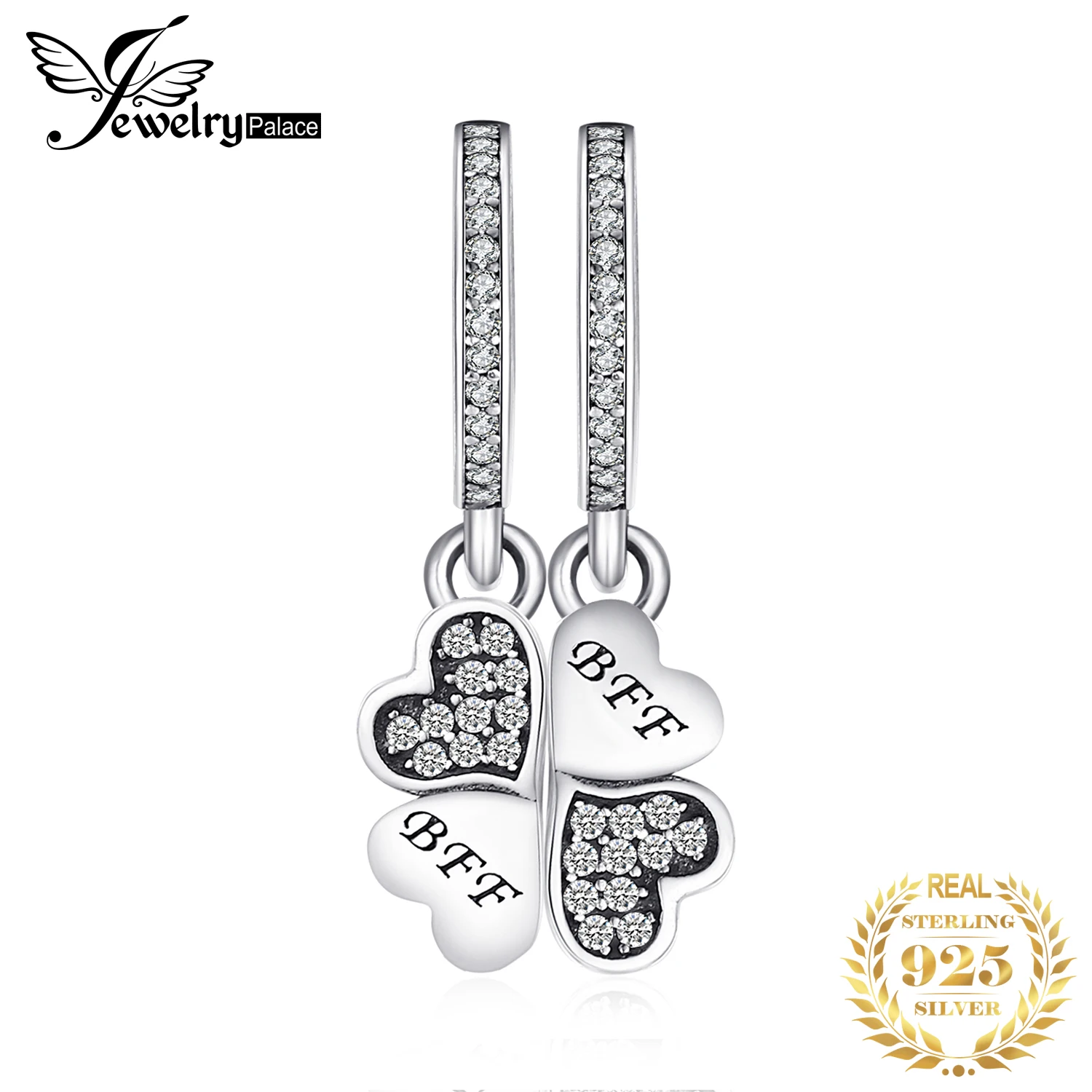 Jewelrypalace восхищение сердце кубического циркония серьги Браслеты с подвесками 925 серебро