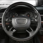 Чехол рулевого колеса автомобиля для Audi TT TTS (8J) 2006-2014 A3 S3 (8P) Sportback 2008-2012 R8 (42), сделай сам, черный, углеродное волокно, кожа