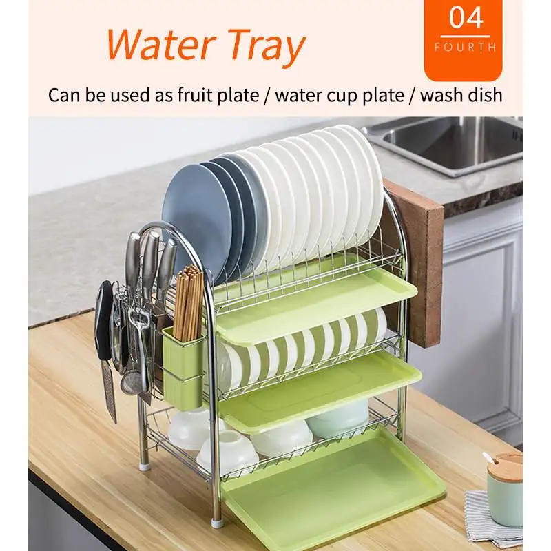 

3-Layer Dishes Rack Kitchen Storage Kitchen Dish Rack Dish Drying Rack For Kitchenware Mug Holder Storage Organizer Drainer
