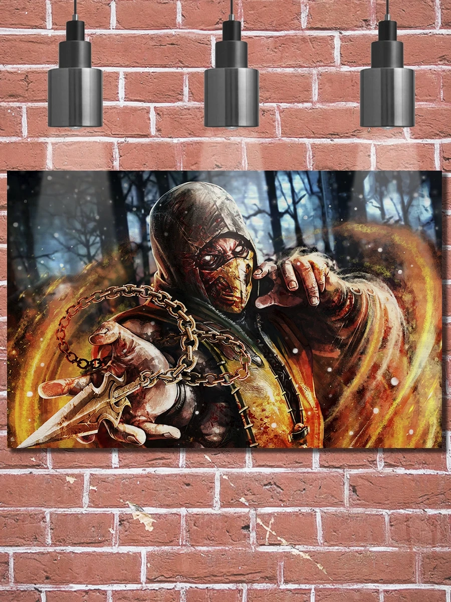 Картина на доске интерьерная лофт декоративная Mortal Kombat скорпион - 1836 | Дом и сад