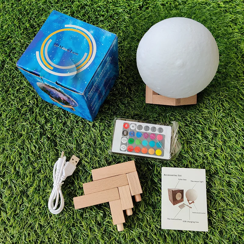 

LED Night Light 3D Print Moon Lamp Rechargeable 16 Colors Remote Change Touch Moon Light Children's Lights Night Lamp for Home