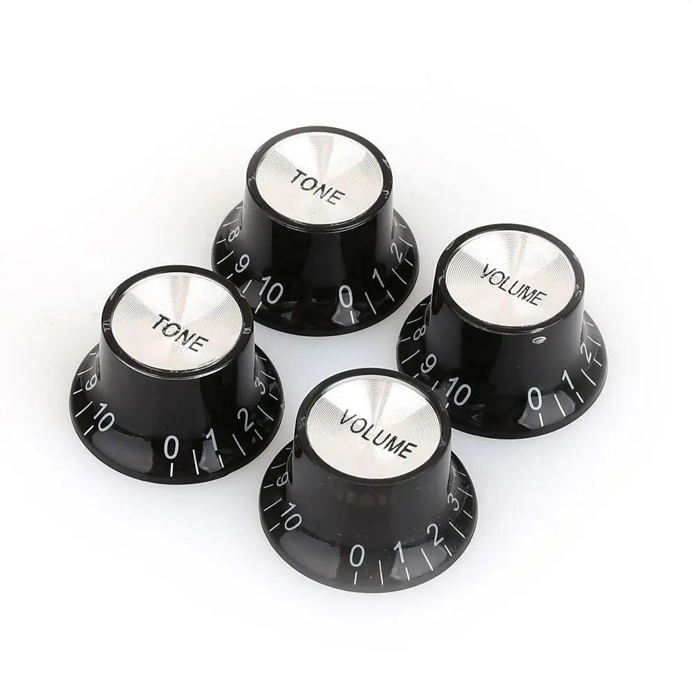 

Timbre Volume Switch Cap Knob Cap Electric Guitar VOLUME/TON ABS 4pcs Tool Equipment Potentiometer Cap Black Device