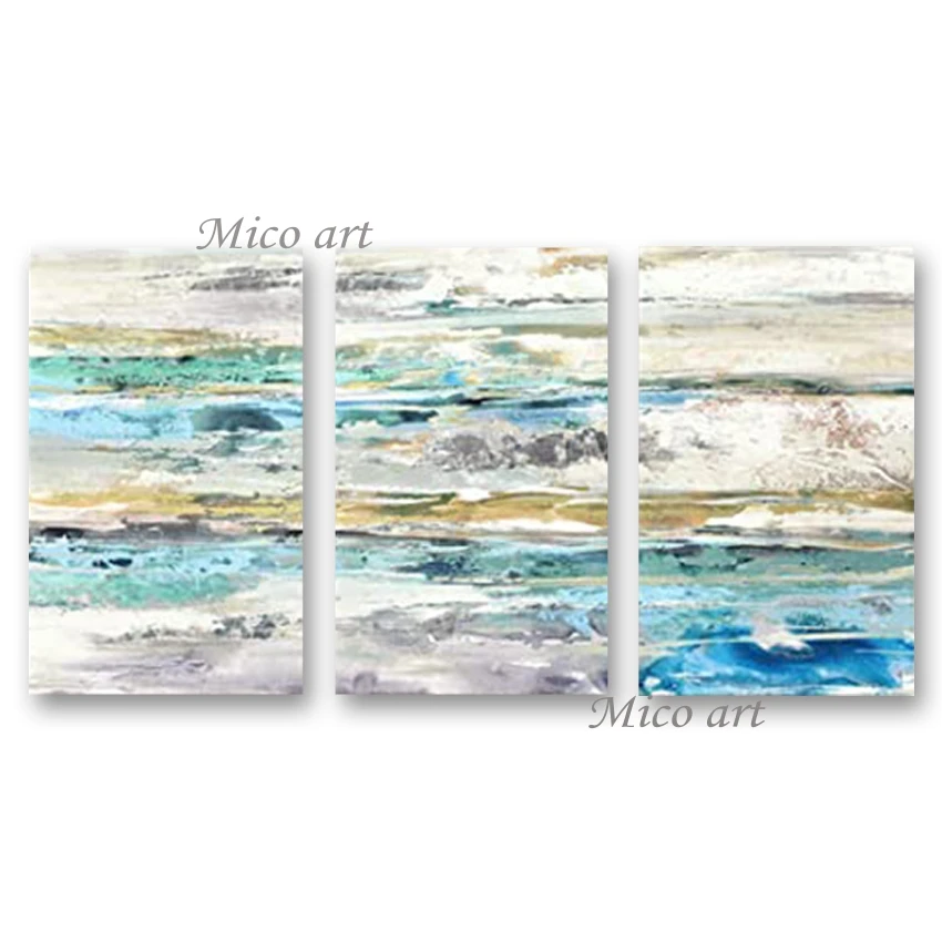

New Design 100% Hand Painted Abstract Knife Style Oil Painting Modern Living Room Decoration 3PCS Group Panels Canvas Wall Art