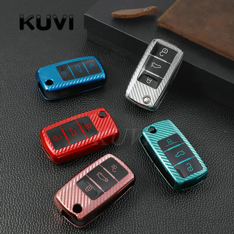 Чехол для автомобильного ключа из ТПУ и углеродного волокна чехол VW Golf Bora Jetta POLO