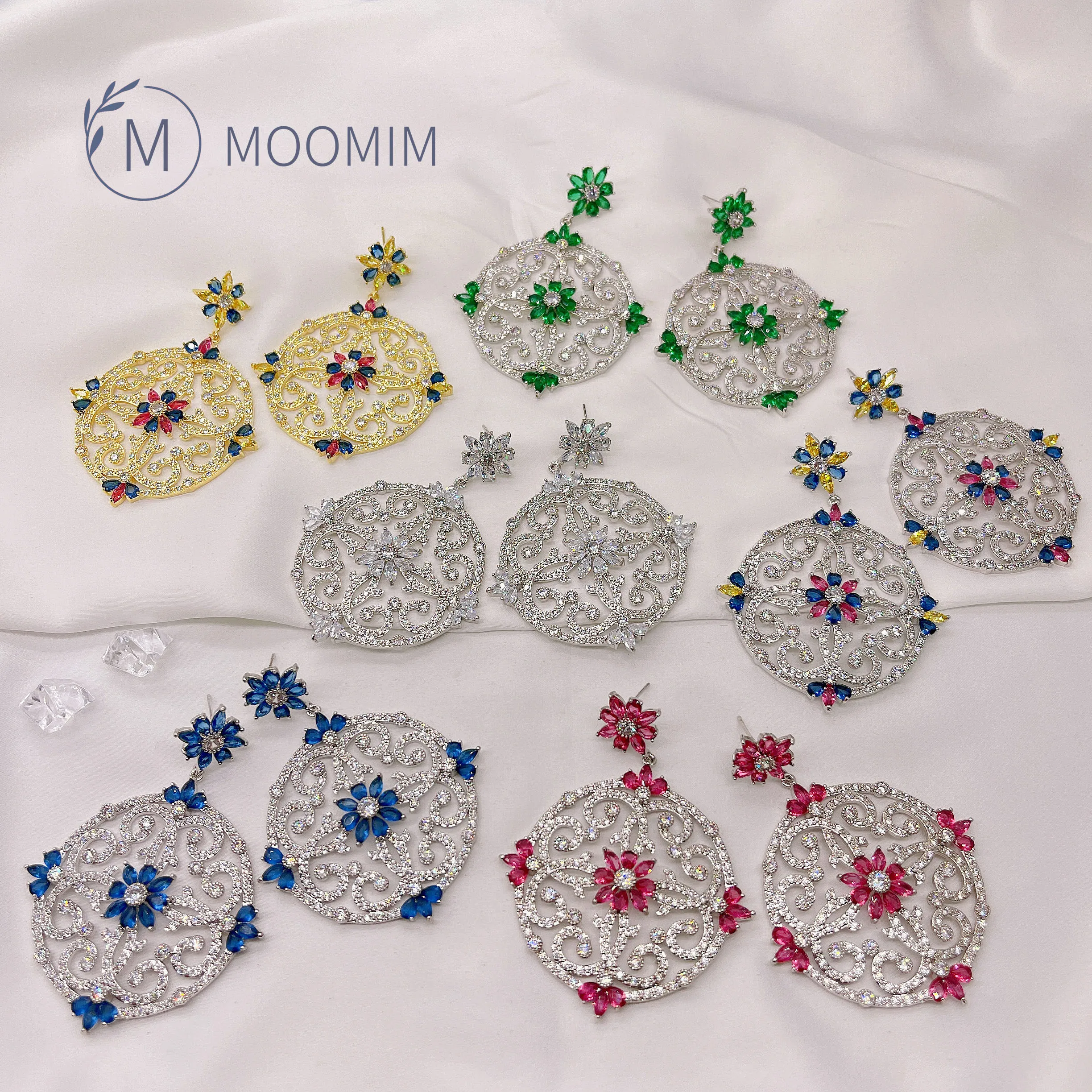 

Micro Inlay Cubic Zirconia Luxury Earrings S925 Silver Pin Elegant Attractive Exquisite Wedding Bridal Evening Party Jewelry