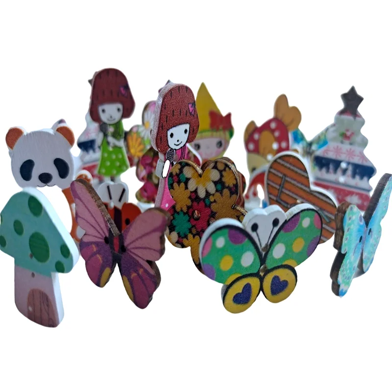 

HL 50pcs Mix Color Lots Styles Cartoon Animals Wood Buttons DIY Scrapbooking Sewing Crafts