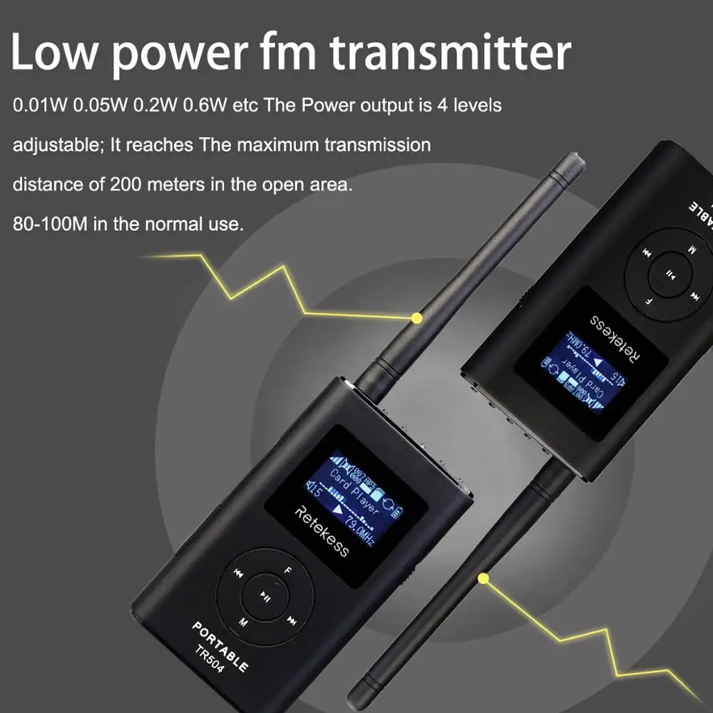Беспроводной fm передатчик Retekess TR504 0 6 Вт MP3 портативный для церкви автомобиля