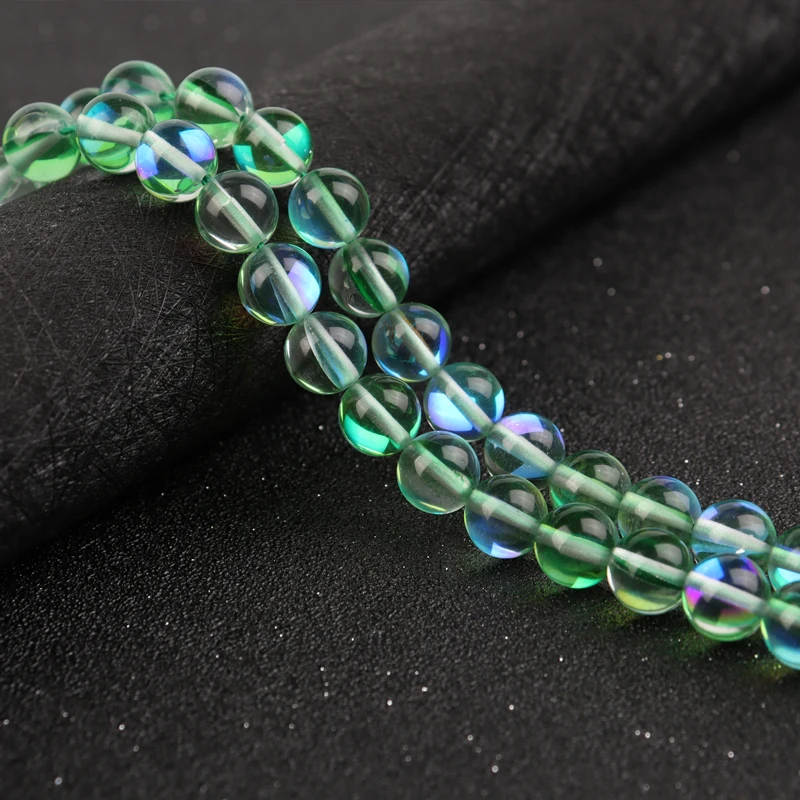 

Crystal Stone Bright Green Austria Glitter MoonStone Round Beads For Jewelry Making DIY Bracelet Necklace 15" 6/8/10mm