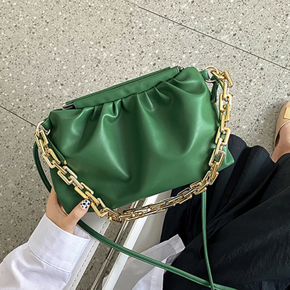 

Vintage Women Casual Shoulder Bag Pleated Lady Solid Color Small Shoulder Crossbody Bag All Match Messenger Bag