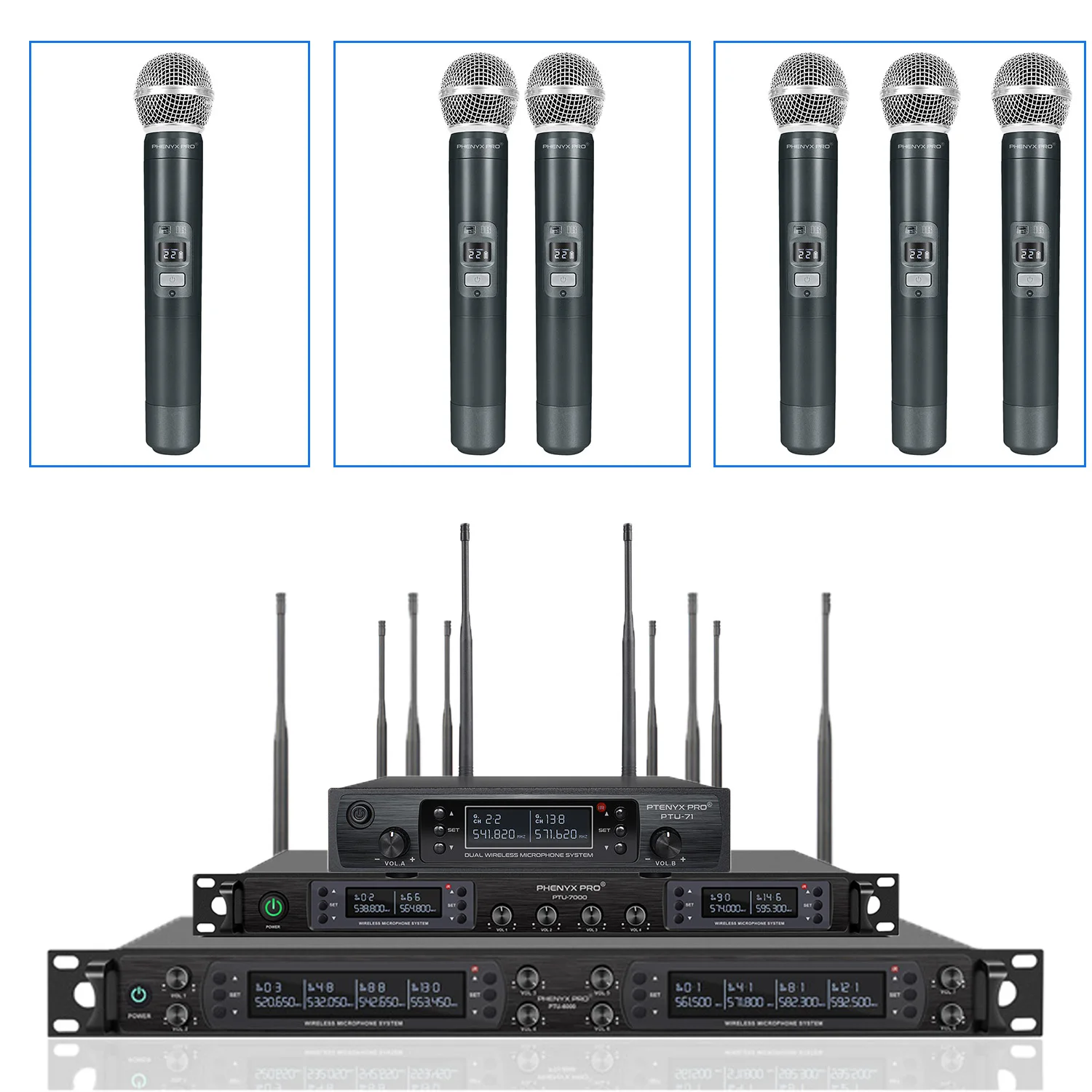 

Wireless Professional Microphone System with Metal Handheld Mics Auto Scan Long Distance Church, DJ, kalaoke Free Collocation
