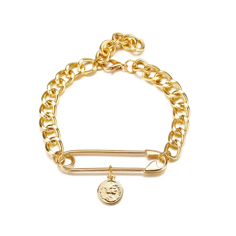 Женский браслет-цепочка с металлическими звеньями 2020 |