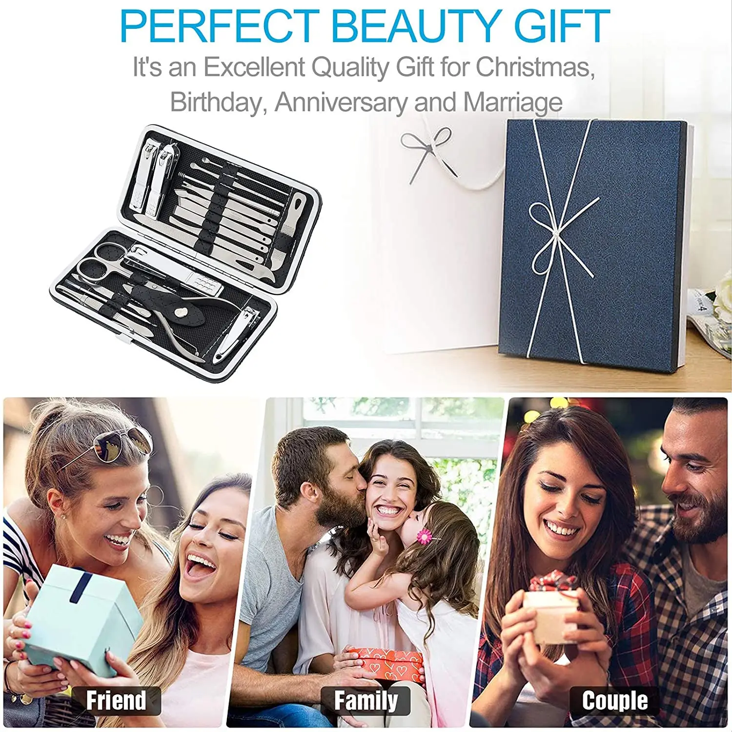 

19 PCS Nail Clippers Premium Manicure Set Professional Grooming Gift Kit Pedicure Kit Facial Hand Foot Cuticle Nail Care Tools