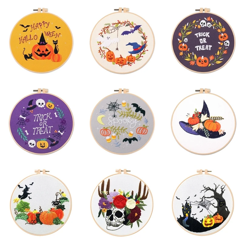 

Halloween Embroidery Kit for Beginners Halloween Decor Embroidery Set Embroidery Pendant Sewing Kit DIY Kit English Instruction
