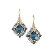 vintage geometric blue crystal zircon flower engrave earrings clip stud for women drop earring gift jewelry gift
