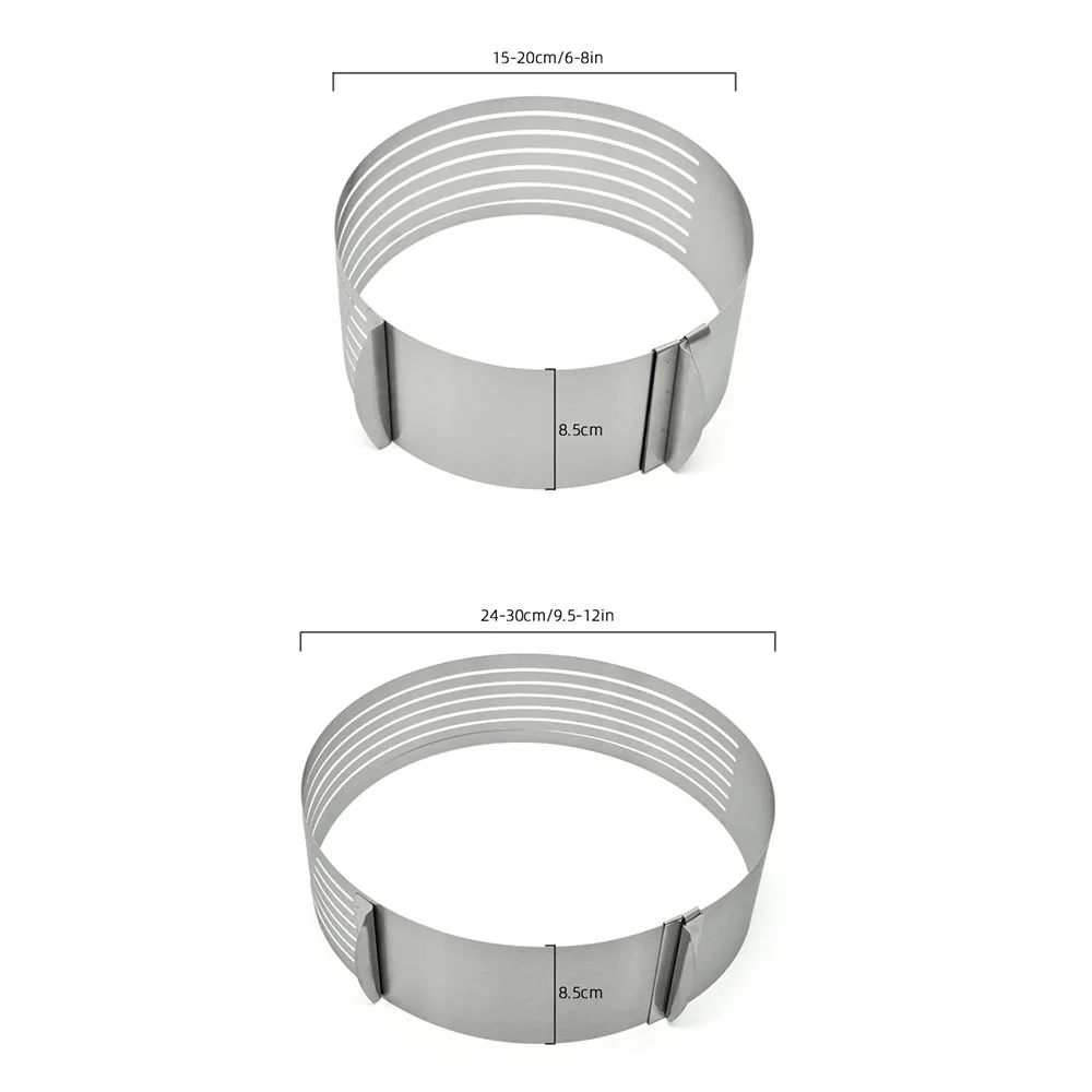 

6 Layers Adjustable Cake Cutter Slicer Stainless Steel Round Mousse Ring Mould Cake Decorating Tools Kitchen Baking Accessories