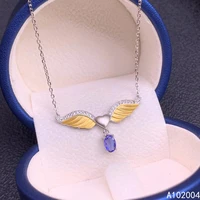 kjjeaxcmy fine jewelry 925 sterling silver inlaid natural tanzanite female miss woman girl pendant necklace classic support