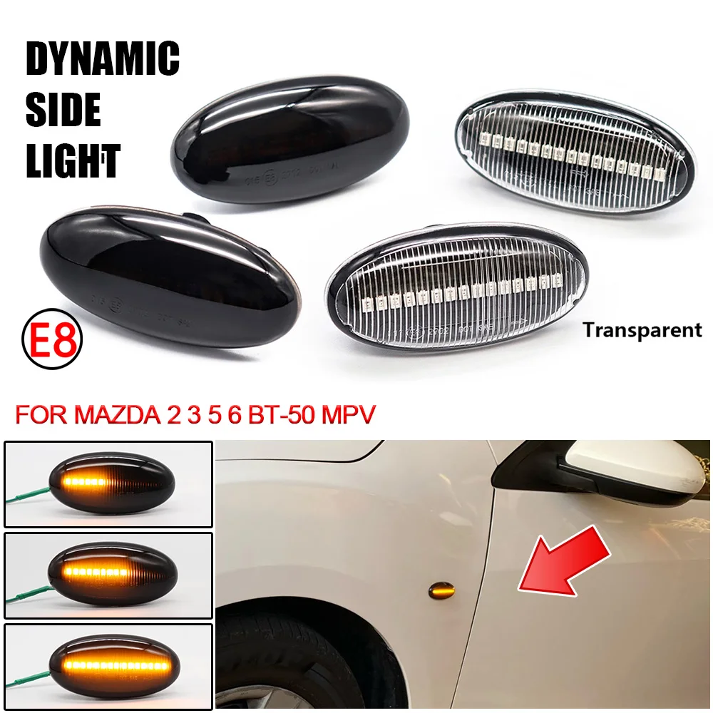 

2 Pcs/Lot LED Side Marker Turn Signal Light Dynamic Repeater Sequential Blinker Indicator Lamp For MAZDA 2 3 5 6 BT-50 MPV