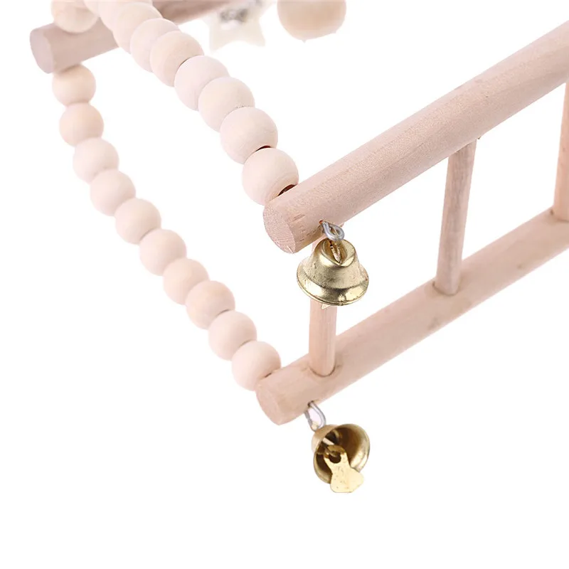 Птица Попугай качели игрушка натуральное дерево мост висит бусины &quotклетка&quot