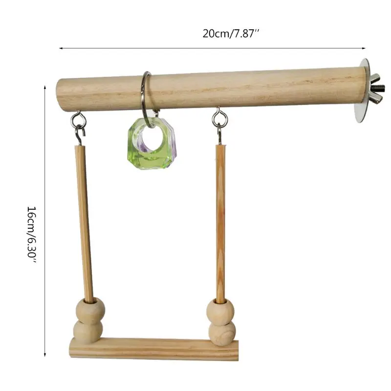 

Bird Swing Wooden Parrot Perch Stand Playstand with Chewing Beads Cage Play Toys D0AC