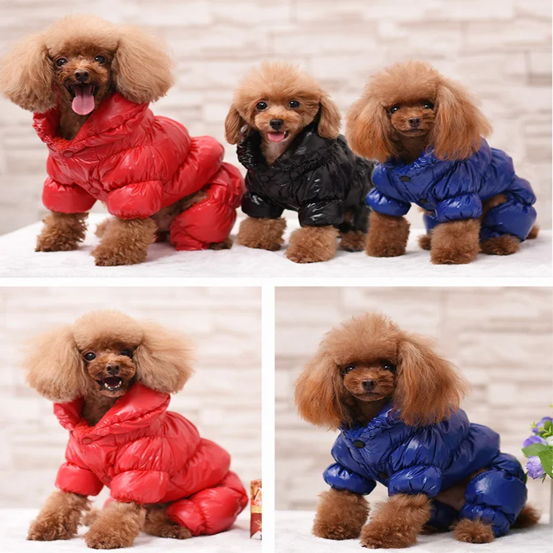 

Зимняя для домашней собаки пуховая хлопковая одежда, утепленная теплая ветрозащитная водонепроницаемая куртка для щенков, легкое пальто для четырехлапок