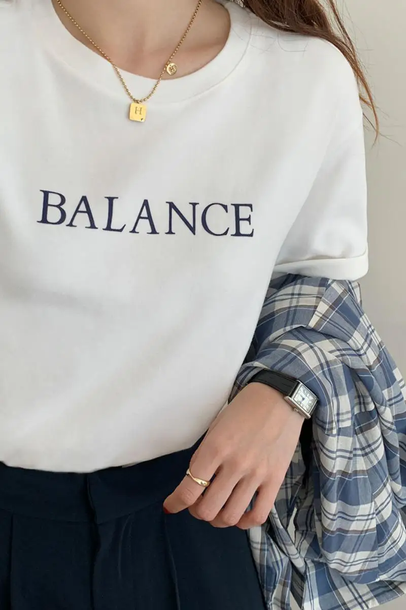 

Houthion Cotton Regular Women's T-shirt 2021 New Casual Tshirt Printing O-neck T Shirt Summer Fashion Short Sleeve Letter