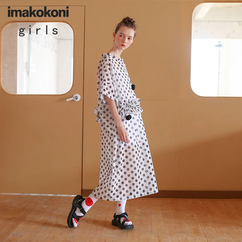 Платье imakokoni в горошек Сетчатое на бретельках средней длины оригинальная Женская