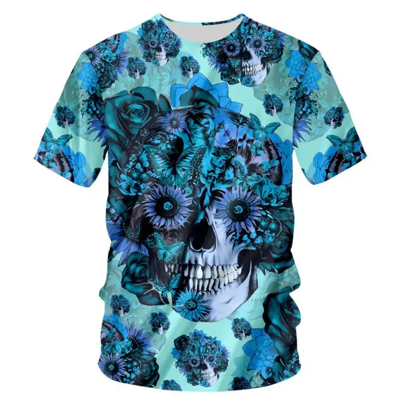 EAnvog 2019 летняя модная мужская и женская футболка с забавным 3d-рисунком черепа