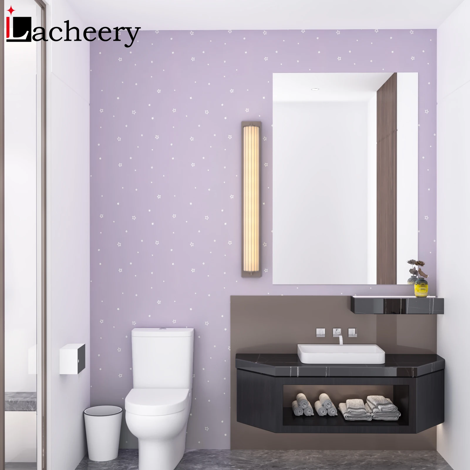 

PVC Pure Color Self-adhesive Wallpaper with Stars Warm Home Decoration Furniture Contact Paper Bedroom Living Room Wall Stickers