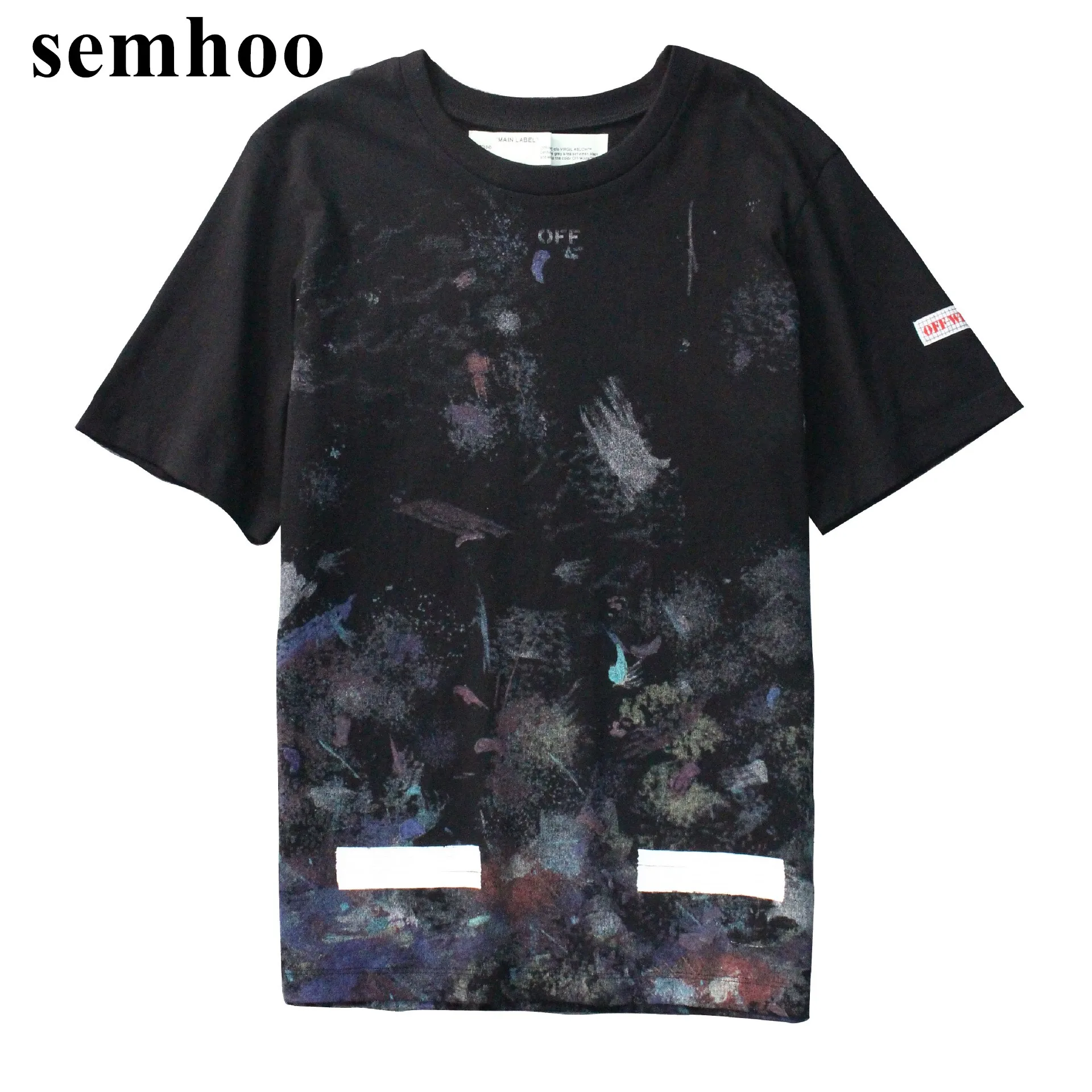 

New 2020 European and American starry fireworks short sleeve loose collar casual men's T-shirt