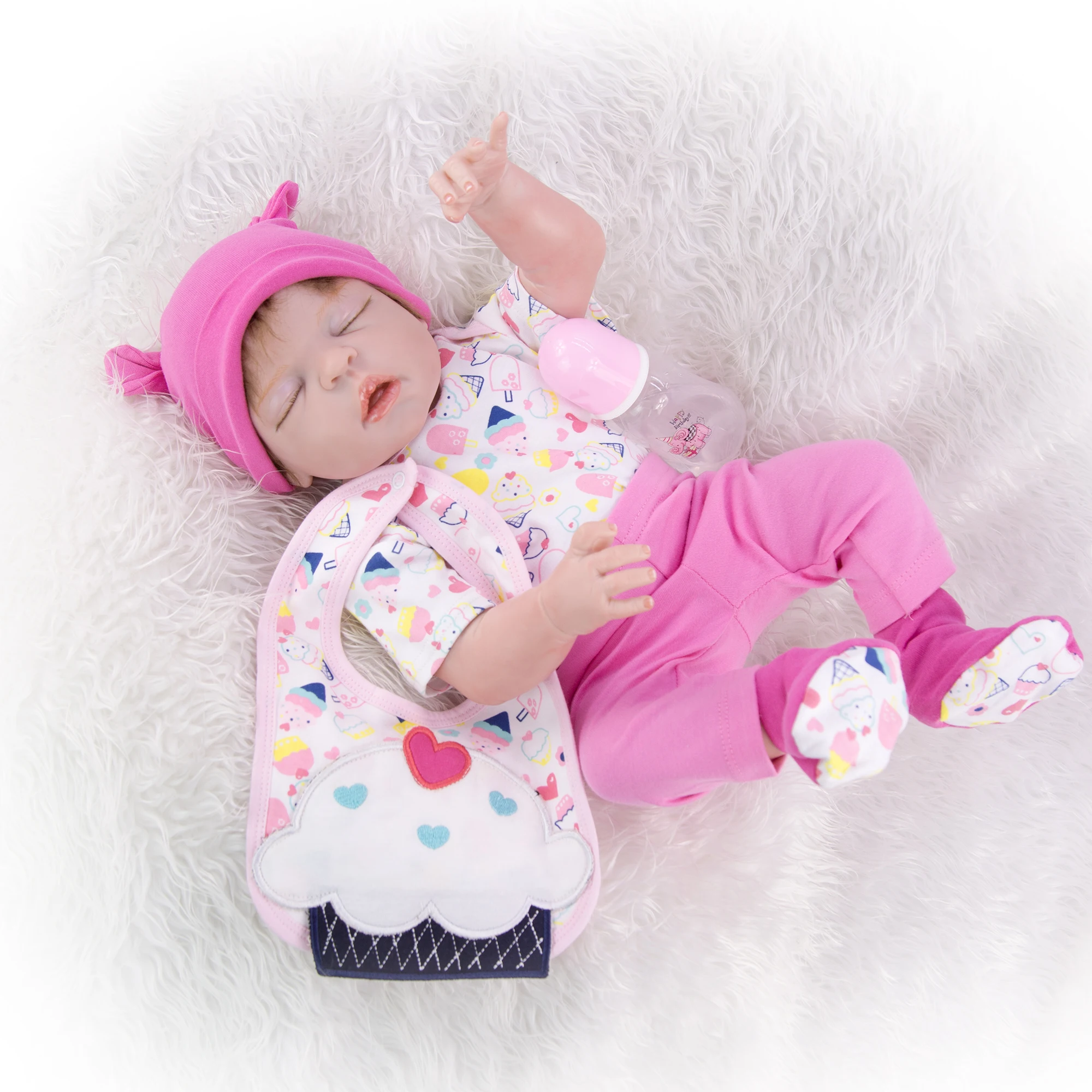 Реалистичная Спящая Кукла Reborn Girl 23 дюйма полностью силиконовая кукла для