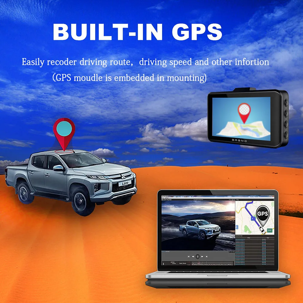 $55.39 4K Dash Cam Dual Lens UHD RecordingCar Camera DVR Night Vision GPS Wi-Fi G-Sensor Motion Detection Car Video Recorder 1080P Rear