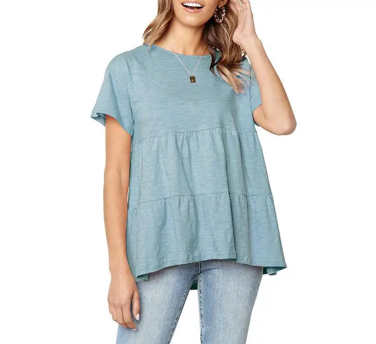 Suvance 2019 летняя повседневная футболка с круглым вырезом 2 однотонных цвета размер